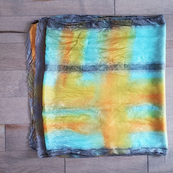 Vintage Accessories - Blue and orange Silk scarf